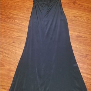 Strapless black silk dress